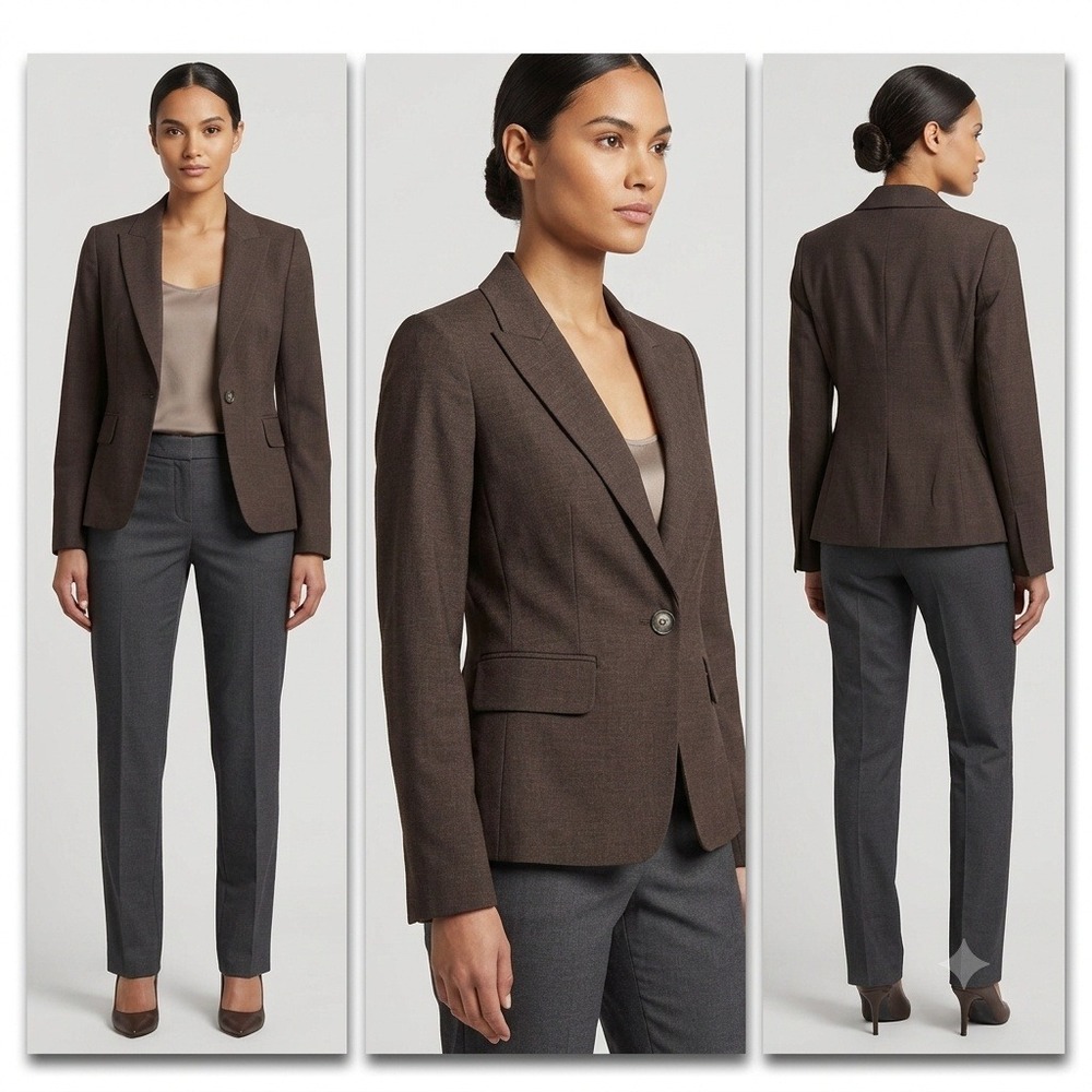 Banana Republic Blazer Women 0 Brown Wool Blend Single Button Professional Coat